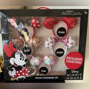 Disney Minnie Mouse Deluxe Headband Set - Red, Pink, Gold